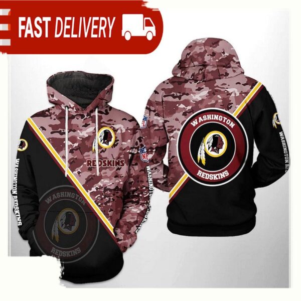 NFL Washington Redskins Camo Team All Over Print Unisex Hoodie - available at - rugbyfanstore.com