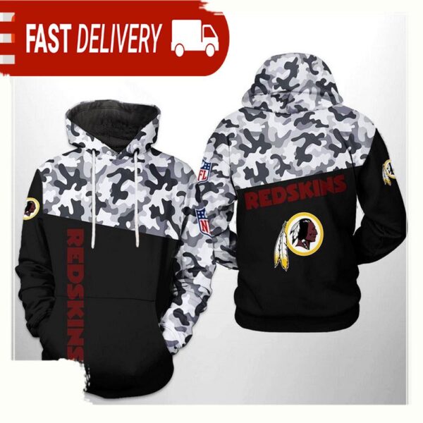 NFL Washington Redskins Camo Veteran Team All Over Print Unisex Hoodie - available at - rugbyfanstore.com