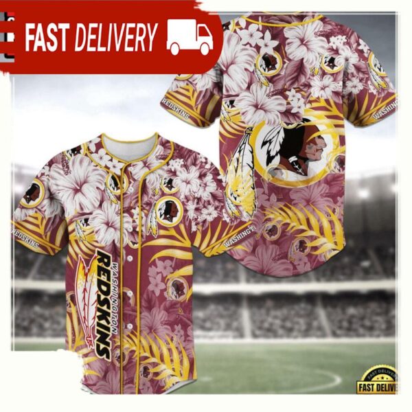 NFL Washington Redskins Flowers New Design Baseball Jersey Shirt - available at - rugbyfanstore.com