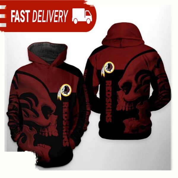 NFL Washington Redskins Skull All Over Print Unisex Hoodie - available at - rugbyfanstore.com