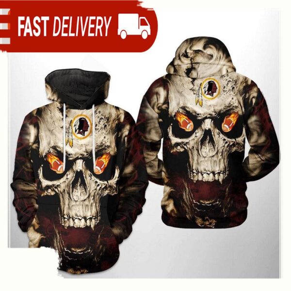 NFL Washington Redskins Skull Team All Over Print Unisex Hoodie - available at - rugbyfanstore.com