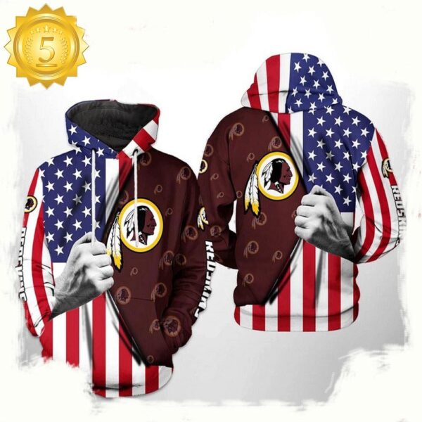 NFL Washington Redskins US Flag Team All Over Print Unisex Hoodie - available at - rugbyfanstore.com