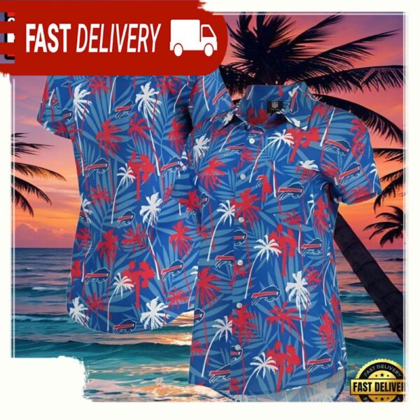 NFL Women’s Buffalo Bills Hawaiian Shirt Royal Floral Harmonic - available at - rugbyfanstore.com