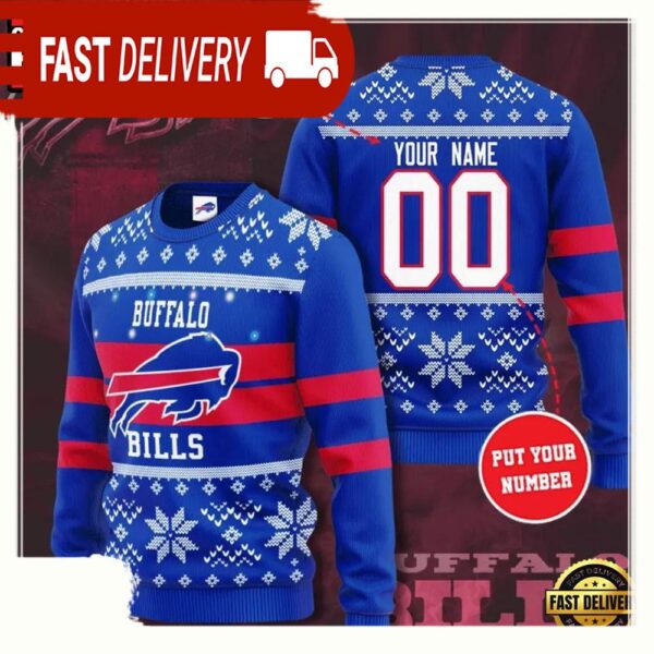 Personalized Football Buffalo Bills NFL Christmas Ugly Sweater - available at - rugbyfanstore.com