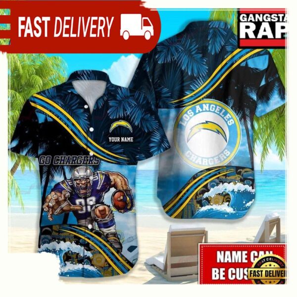 Personalized Los Angeles Chargers NFL Mascot Hawaiian Shirt - available at - rugbyfanstore.com