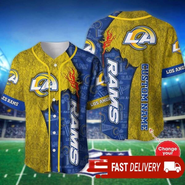 Personalized Los Angeles Rams Baseball Jersey Shirt NFL Gifts for Fans - available at - rugbyfanstore.com