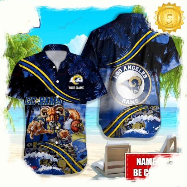 Personalized Los Angeles Rams NFL Mascot Hawaiian Shirt - available at - rugbyfanstore.com