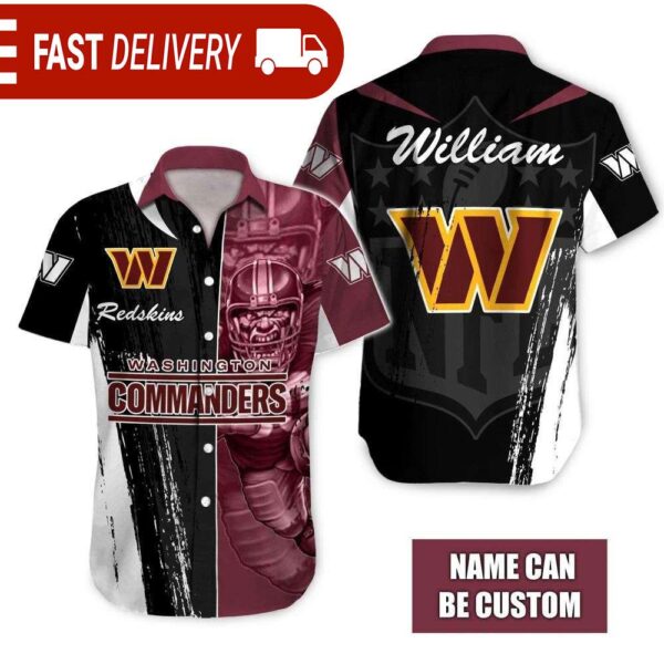 Personalized Washington Commanders Mascot NFL Hawaiian Shirt - available at - rugbyfanstore.com