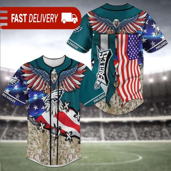 Philadelphia Eagles American Flag Patriotic NFL Jersey Gift For Fans - available at - rugbyfanstore.com