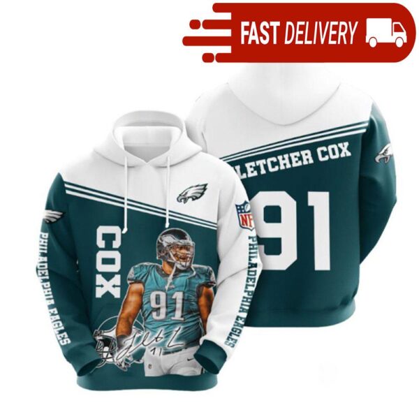 Philadelphia Eagles Fletcher Cox NFL Hoodie Gifts for Fans - available at - rugbyfanstore.com