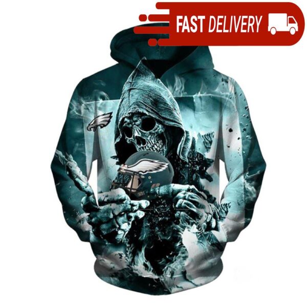 Philadelphia Eagles Grim Reaper NFL Hoodie Gifts for Fans - available at - rugbyfanstore.com