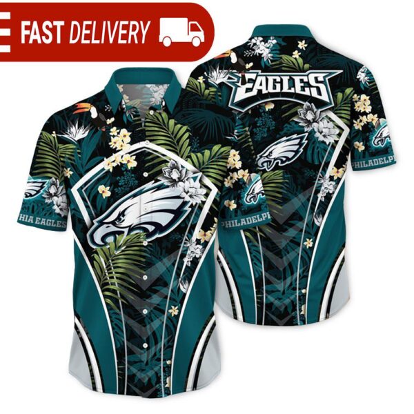 Philadelphia Eagles NFL Flower Tropical Hawaiian Shirt - available at - rugbyfanstore.com