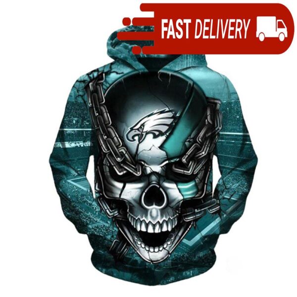 Philadelphia Eagles Skull NFL Hoodie Gifts for Fans - available at - rugbyfanstore.com