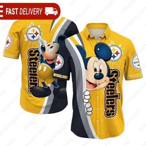 Pittsburgh Steelers Mickey Mouse Disney NFL Hawaiian Shirt - available at - rugbyfanstore.com