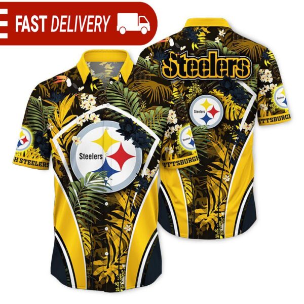 Pittsburgh Steelers NFL Flower Tropical Hawaiian Shirt - available at - rugbyfanstore.com