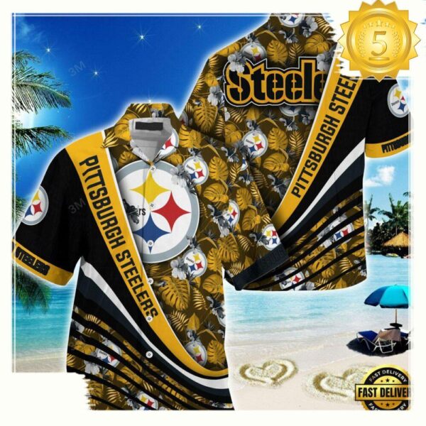 Pittsburgh Steelers NFL Hawaii Shirt With Tropical Flower Pattern - available at - rugbyfanstore.com