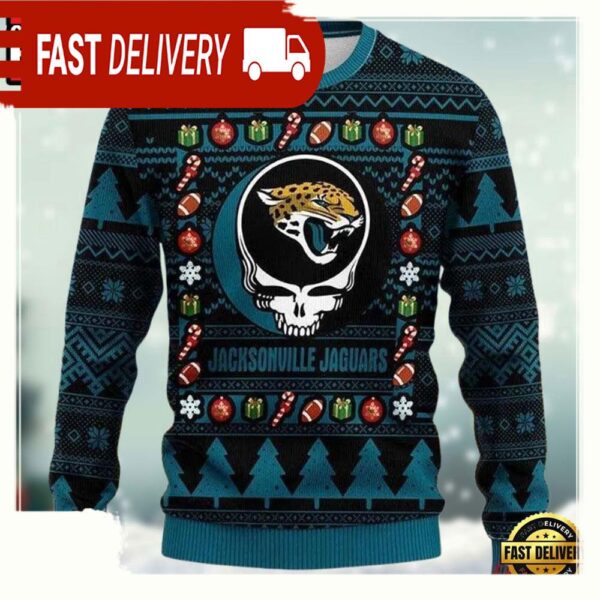 Rateful Dead Band Style Jacksonville Jaguars Ugly Christmas Sweater - available at - rugbyfanstore.com