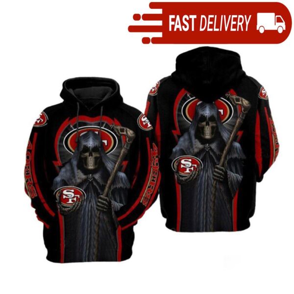 San Francisco 49Ers Grim Reaper NFL Hoodie Gifts for Fans - available at - rugbyfanstore.com