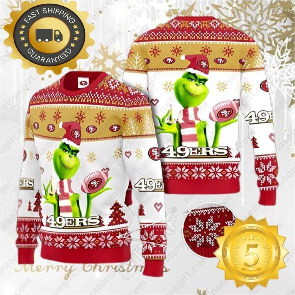 San Francisco 49ers Grinch Ugly Christmas Sweater NFL Gifts - available at - rugbyfanstore.com