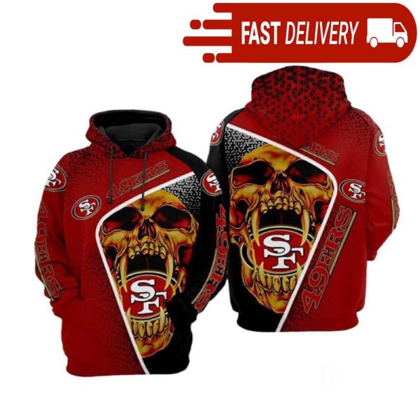 San Francisco 49Ers Horror Skull Halloween NFL Hoodie Gifts for Fans - available at - rugbyfanstore.com