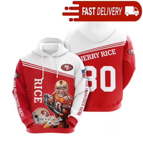 San Francisco 49Ers Jerry Rice NFL Hoodie Gifts for Fans - available at - rugbyfanstore.com