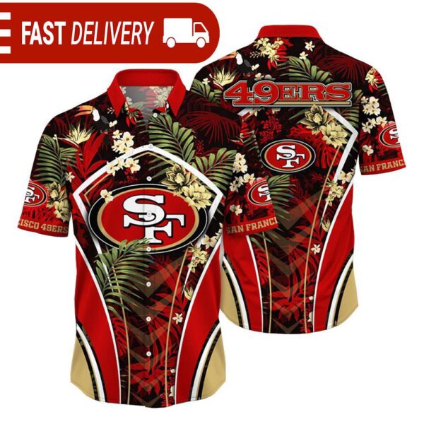 San Francisco 49ers NFL Flower Tropical Hawaiian Shirt - available at - rugbyfanstore.com