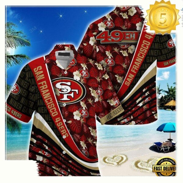 San Francisco 49ers NFL Hawaii Shirt With Tropical Flower Pattern - available at - rugbyfanstore.com