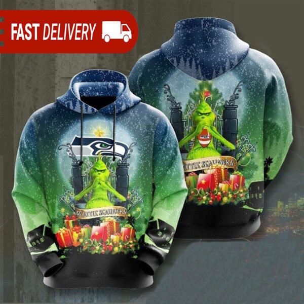 Seattle Seahawks Grinch NFL Christmas Hoodie Gift for Football Fans - available at - rugbyfanstore.com