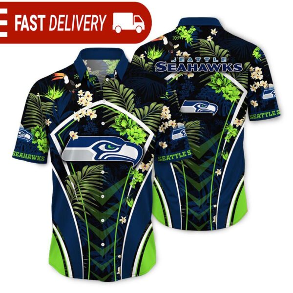 Seattle Seahawks NFL Flower Tropical Hawaiian Shirt - available at - rugbyfanstore.com