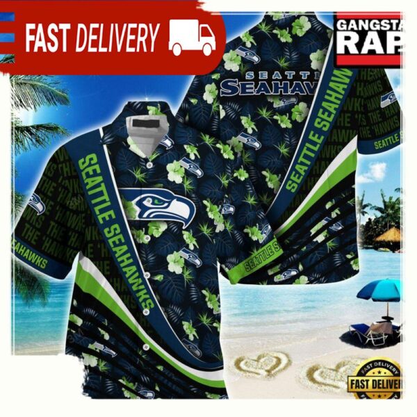 Seattle Seahawks NFL Hawaii Shirt With Tropical Flower Pattern - available at - rugbyfanstore.com