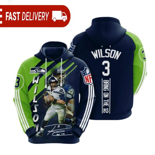 Seattle Seahawks Russell Wilson NFL Hoodie Gifts for Fans - available at - rugbyfanstore.com