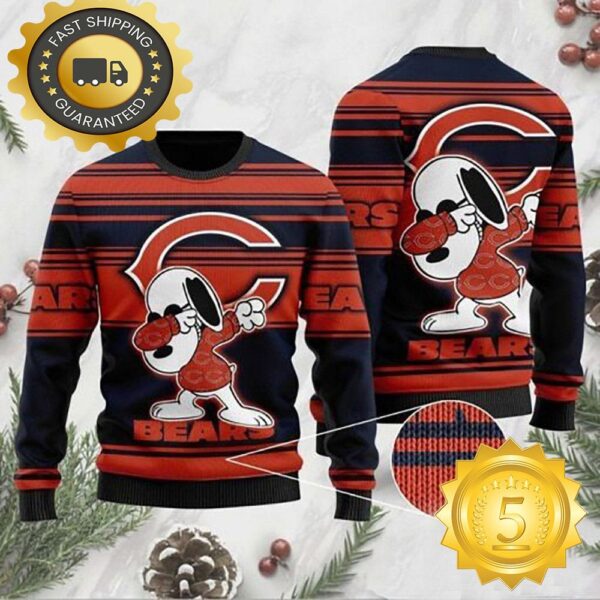 Snoopy Dabbing Chicago Bears NFL Ugly Christmas Sweater Xmas Gift - available at - rugbyfanstore.com