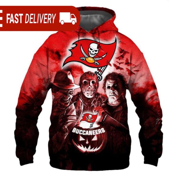 Tampa Bay Buccaneers Horror Night Freddy Jason Michael Myers Hoodie Halloween NFL Gifts - available at - rugbyfanstore.com