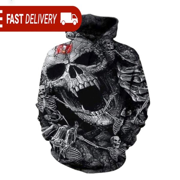 Tampa Bay Buccaneers Skelinton Skull 3D NFL Hoodie Gifts for Fans - available at - rugbyfanstore.com