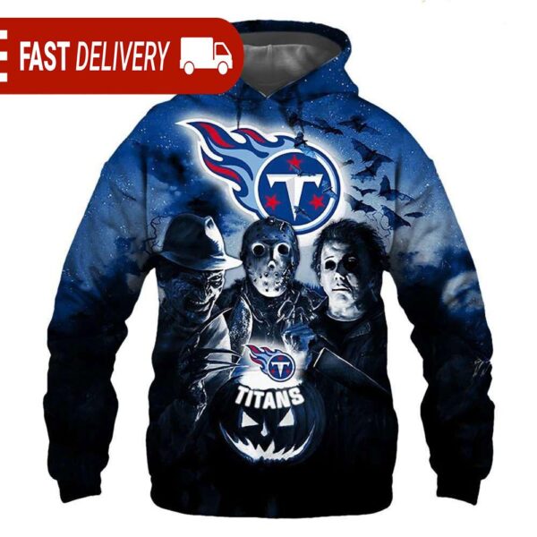 Tennessee Titans Horror Night Freddy Jason Michael Myers Hoodie Halloween NFL Gifts - available at - rugbyfanstore.com