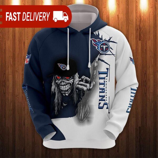 Tennessee Titans Long Hair Skull Halloween Hoodie NFL Gifts - available at - rugbyfanstore.com