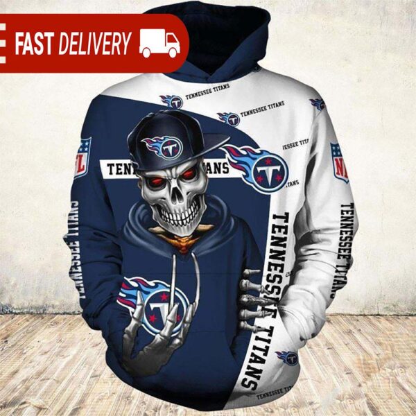 Tennessee Titans Zip Skull of Death Halloween Hoodie NFL Gifts - available at - rugbyfanstore.com