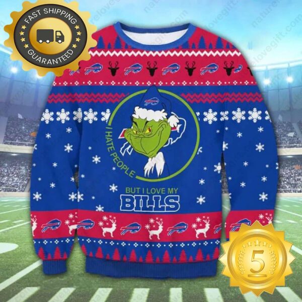 The Grinch Buffalo Bills Snowflake NFL Ugly Christmas Sweater - available at - rugbyfanstore.com