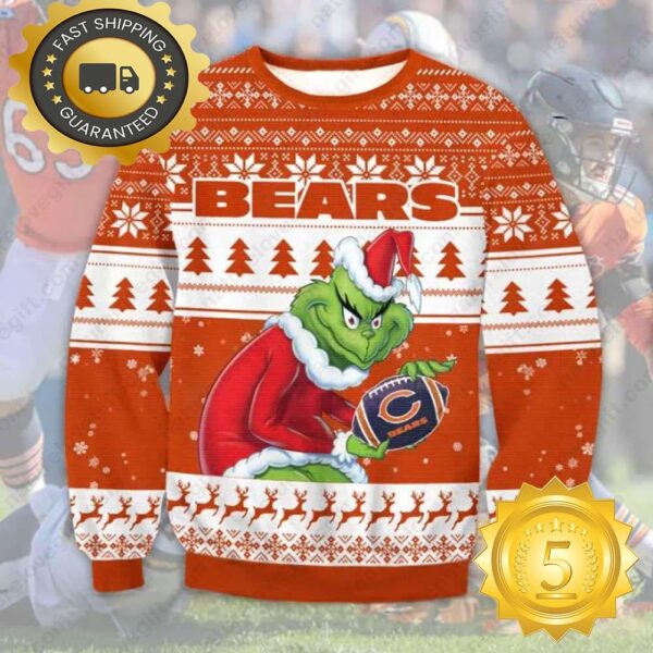 The Grinch Stole Chicago Bears NFL Ugly Christmas Sweater - available at - rugbyfanstore.com