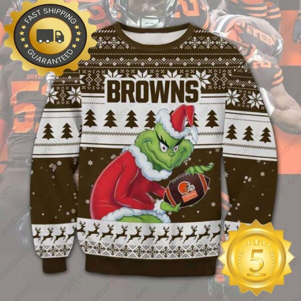 The Grinch Stole Cleveland Browns NFL Ugly Christmas Sweater - available at - rugbyfanstore.com