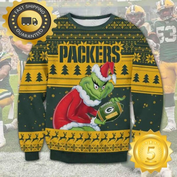 The Grinch Stole Green Bay Packers NFL Ugly Christmas Sweater - available at - rugbyfanstore.com