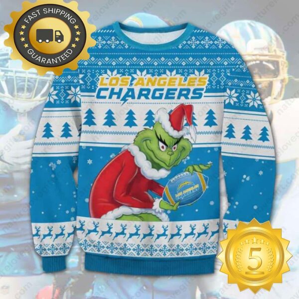 The Grinch Stole Los Angeles Chargers NFL Ugly Christmas Sweater - available at - rugbyfanstore.com