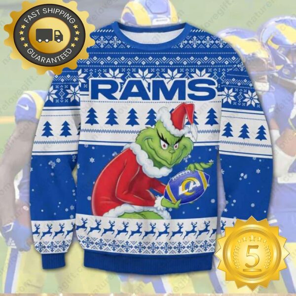 The Grinch Stole Los Angeles Rams NFL Ugly Christmas Sweater - available at - rugbyfanstore.com