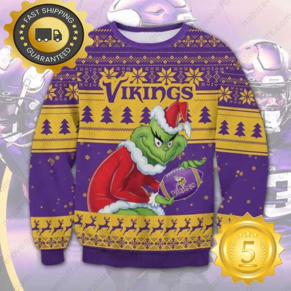 The Grinch Stole Minnesota Vikings NFL Ugly Christmas Sweater - available at - rugbyfanstore.com