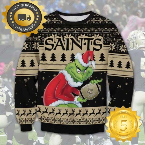 The Grinch Stole New Orleans Saints NFL Ugly Christmas Sweater - available at - rugbyfanstore.com