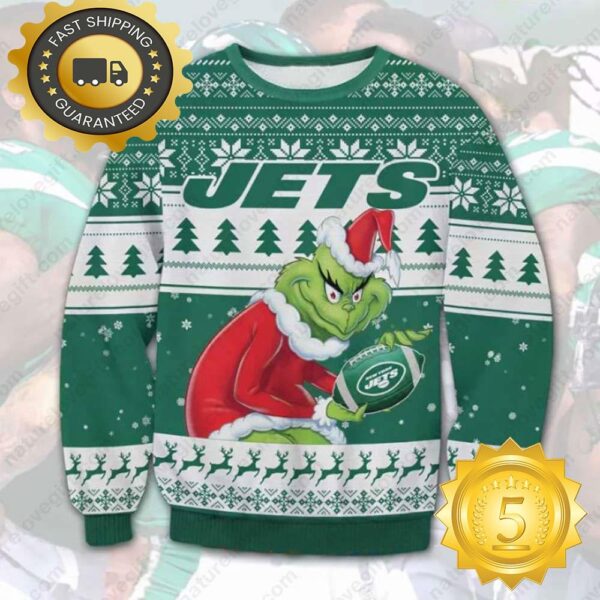 The Grinch Stole New York Jets NFL Ugly Christmas Sweater - available at - rugbyfanstore.com