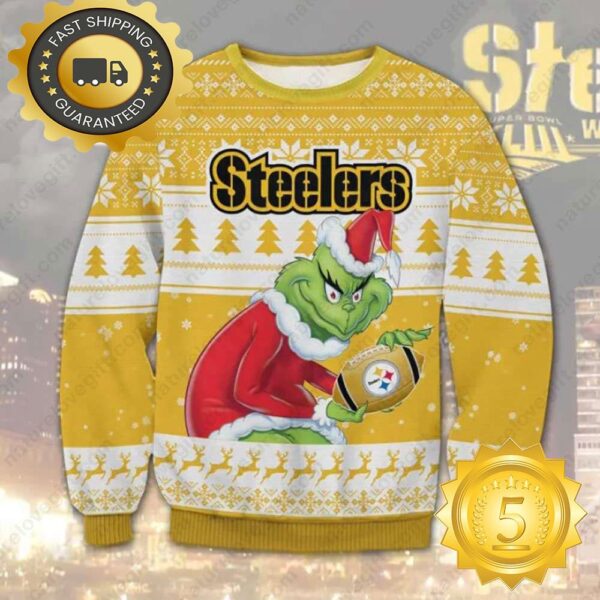 The Grinch Stole Pittsburgh Steelers NFL Ugly Christmas Sweater - available at - rugbyfanstore.com