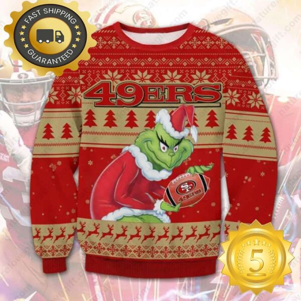 The Grinch Stole San Francisco 49ers NFL Ugly Christmas Sweater - available at - rugbyfanstore.com