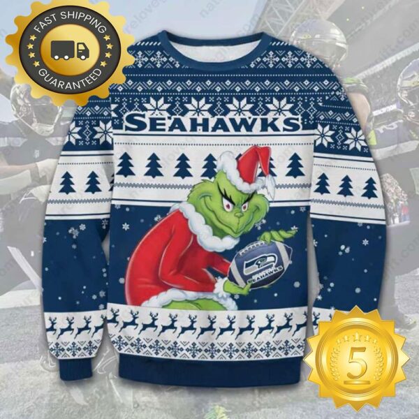 The Grinch Stole Seattle Seahawks NFL Ugly Christmas Sweater - available at - rugbyfanstore.com