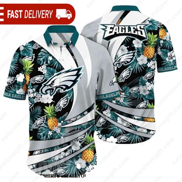 Tropical Floral Philadelphia Eagles NFL Hawaiian Shirt - available at - rugbyfanstore.com